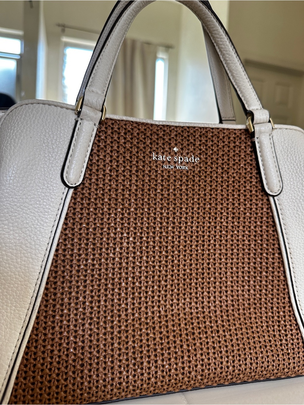 Kate Spade New York Jackson Straw Medium Triple Closure Satchel Handbag Purse - Picture 4 of 14